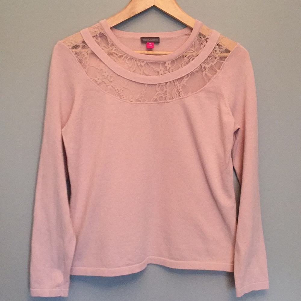 Vince Camuto Pink Blush and Lace long sleeve top M